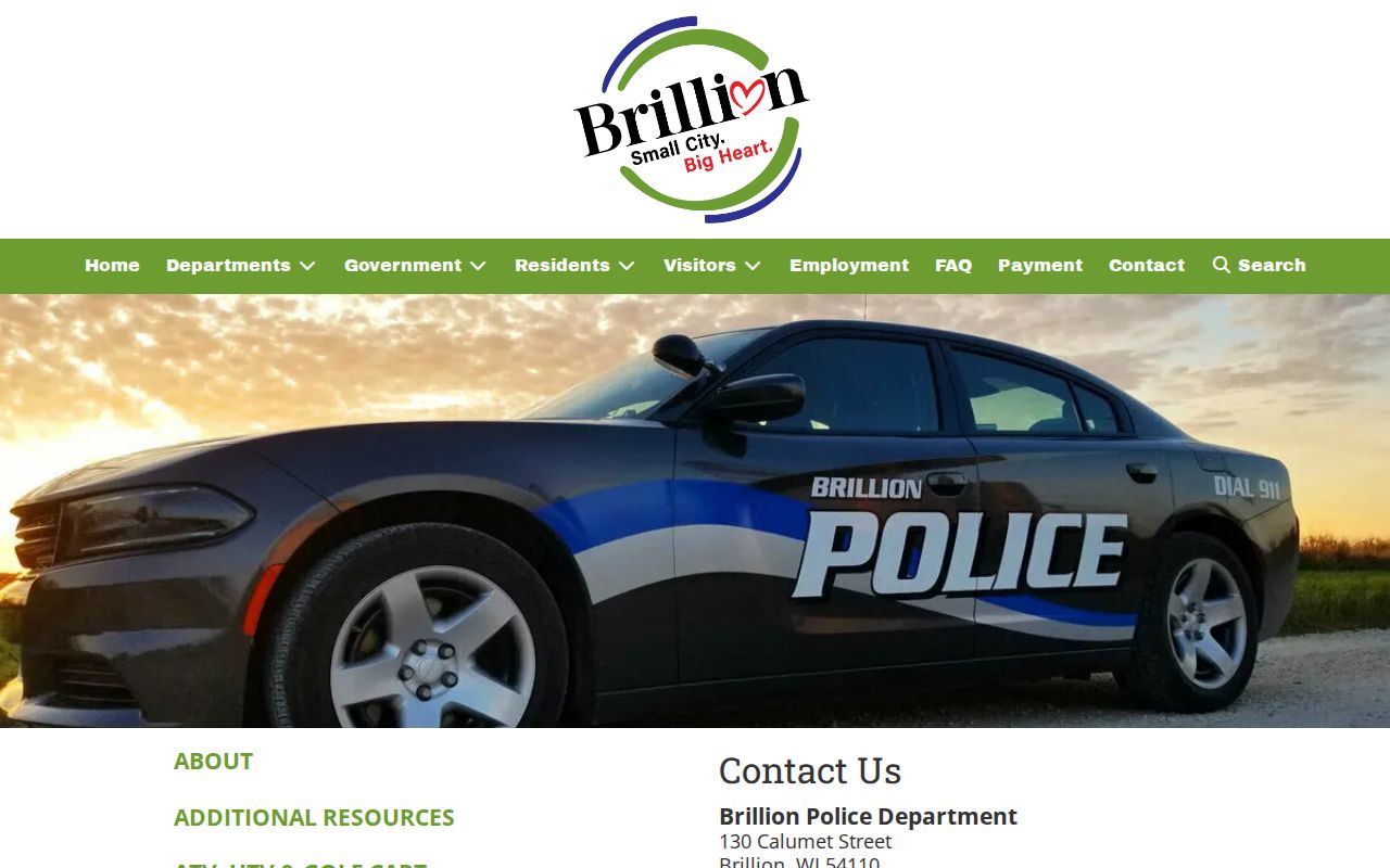 Brillion Police Department contact webpage