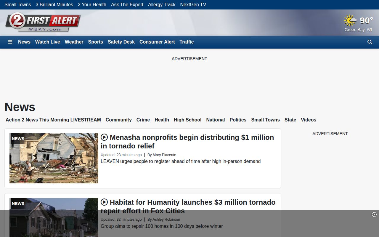 WBAY local news webpage